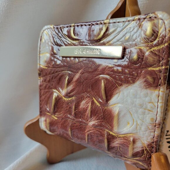 Brahmin Jane Croc Embossed Leather Bifold Wallet - Picture 1 of 4